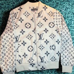 Louis Vuitton White and Black Monogram Bomber Jacket